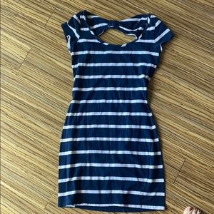 Navy and White stripped cotton dress! Small